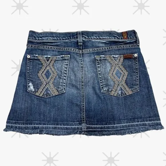 7 For All Mankind Raw Hem Jean Skirt - Size 28 - Picture 3 of 13